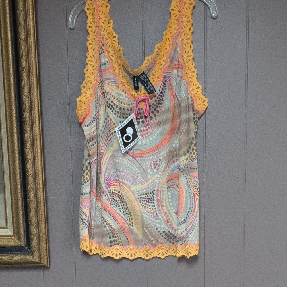 Women's Multicolor Lace Trim Top